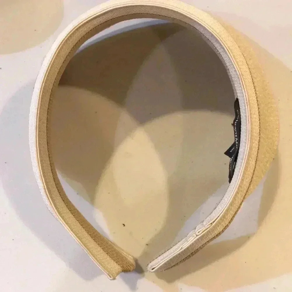 Catherine Malandrino Cream/Tan Sun Visor 100% Paper with Monogram Signature-OS - Picture 9 of 12